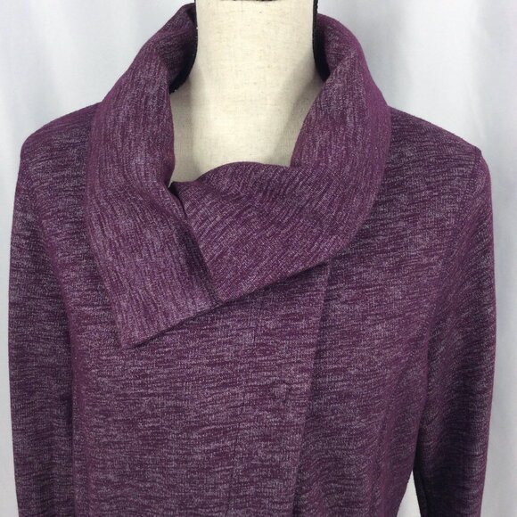 Eddie Bauer Cowl Neck Asymmetrical Open Sweatshirt Womens Size Large Mulberry - Picture 5 of 8